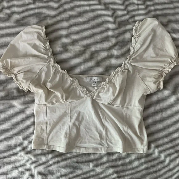 Topshop Cream Ruffle Top - Picture 1 of 2